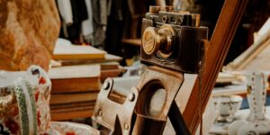 Vintage Leica camera at antique market
